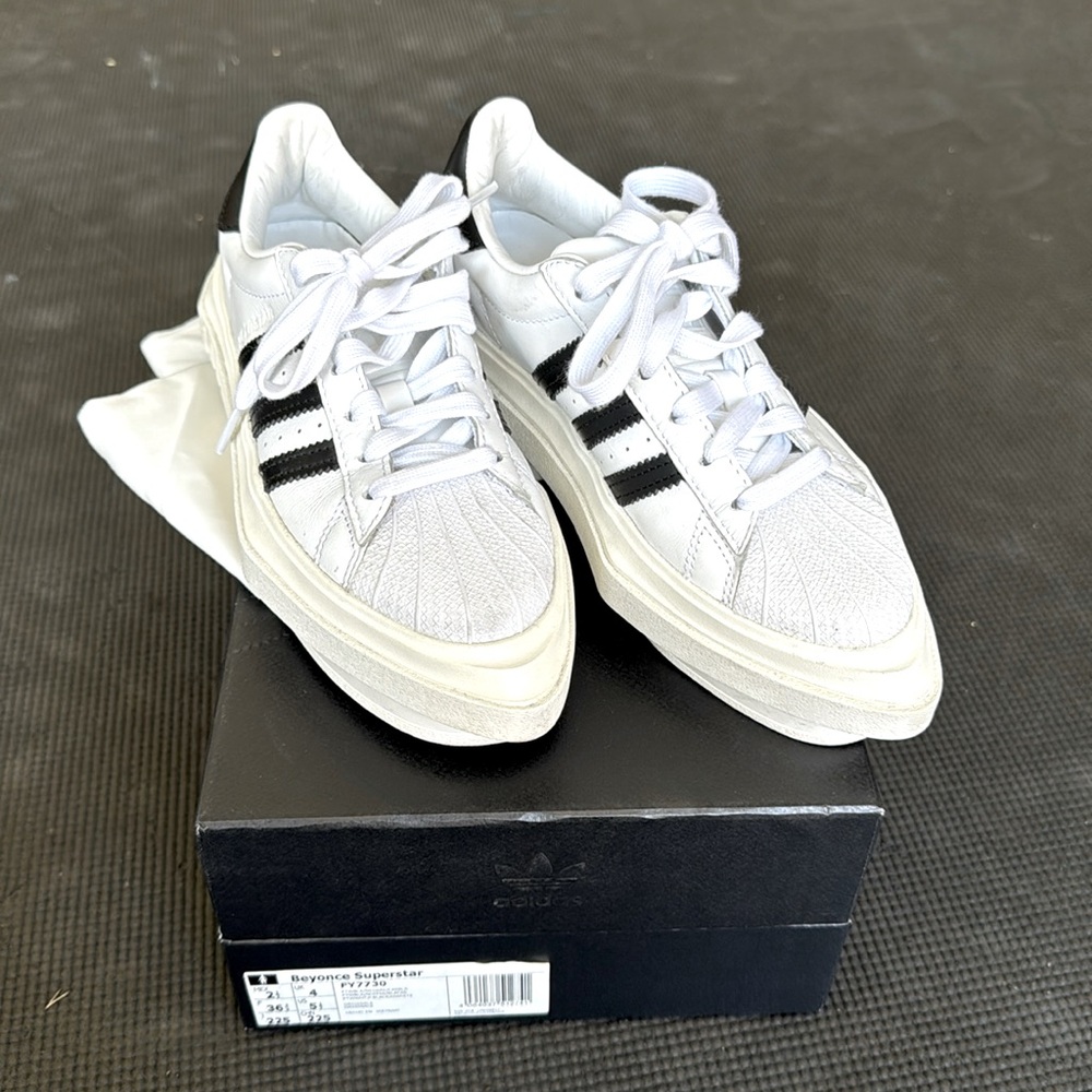 Adidas Originals Beyonce Superstar Platform Sneakers FY7730 Leather White 5.5
